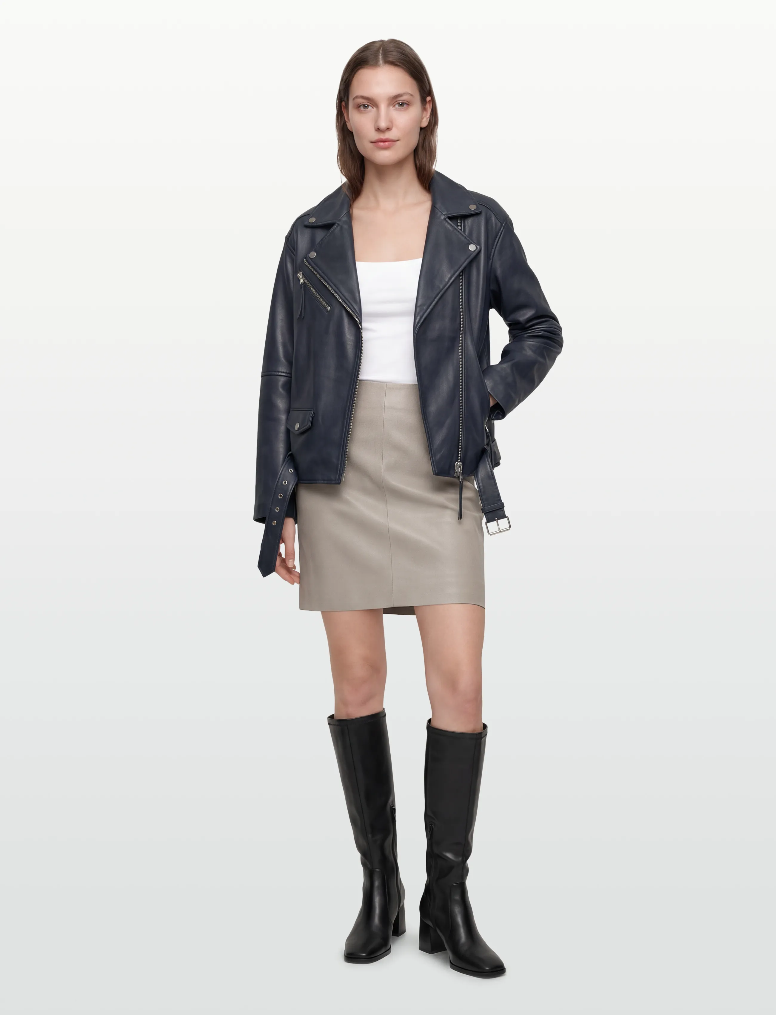 2NDDAY 2Nd Ceciliana - Classic Leather, 40, Cream, Nederdele > Korte Nederdele, Dame