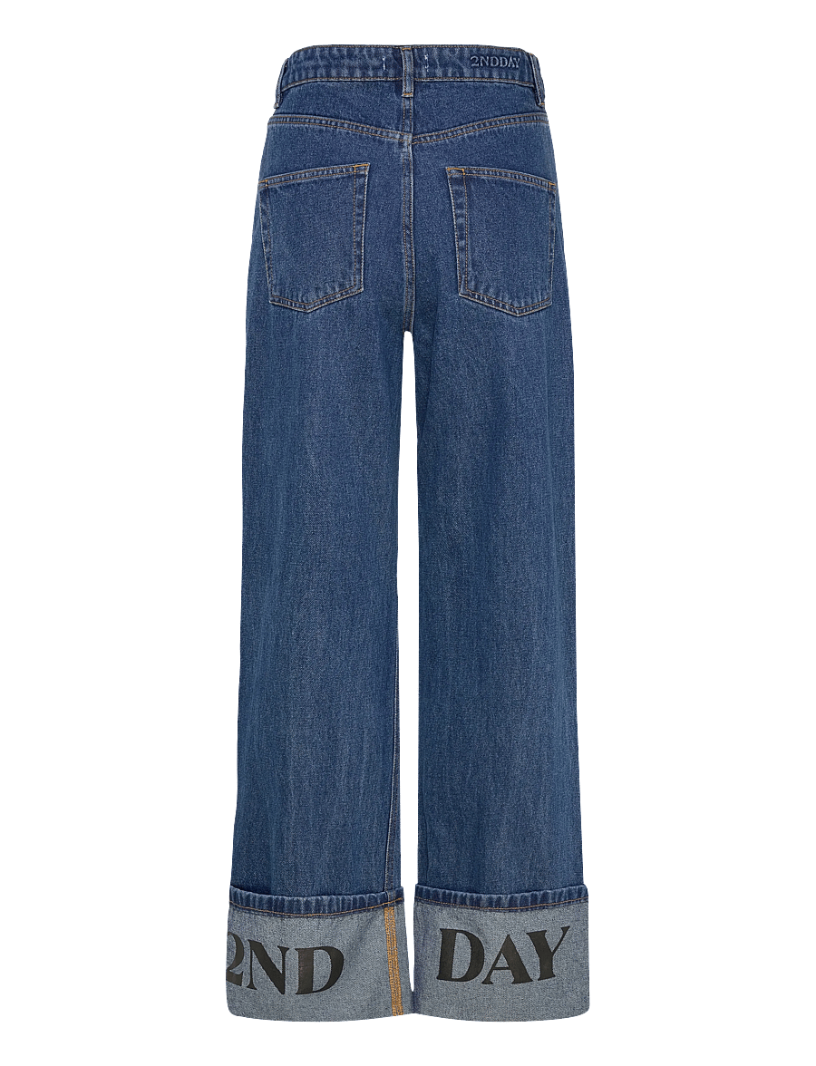 2NDDAY - 2ND Rode - Cuff Denim - hosen mit weitem bein - indigo - 2