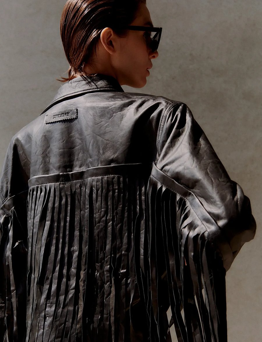 2NDDAY - 2ND Brucet - Fine Leather - lederjacken - meteorite (black) - 0