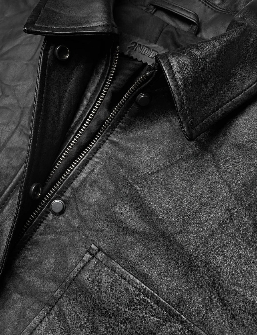 2NDDAY - 2ND Brucet - Fine Leather - lederjacken - meteorite (black) - 5