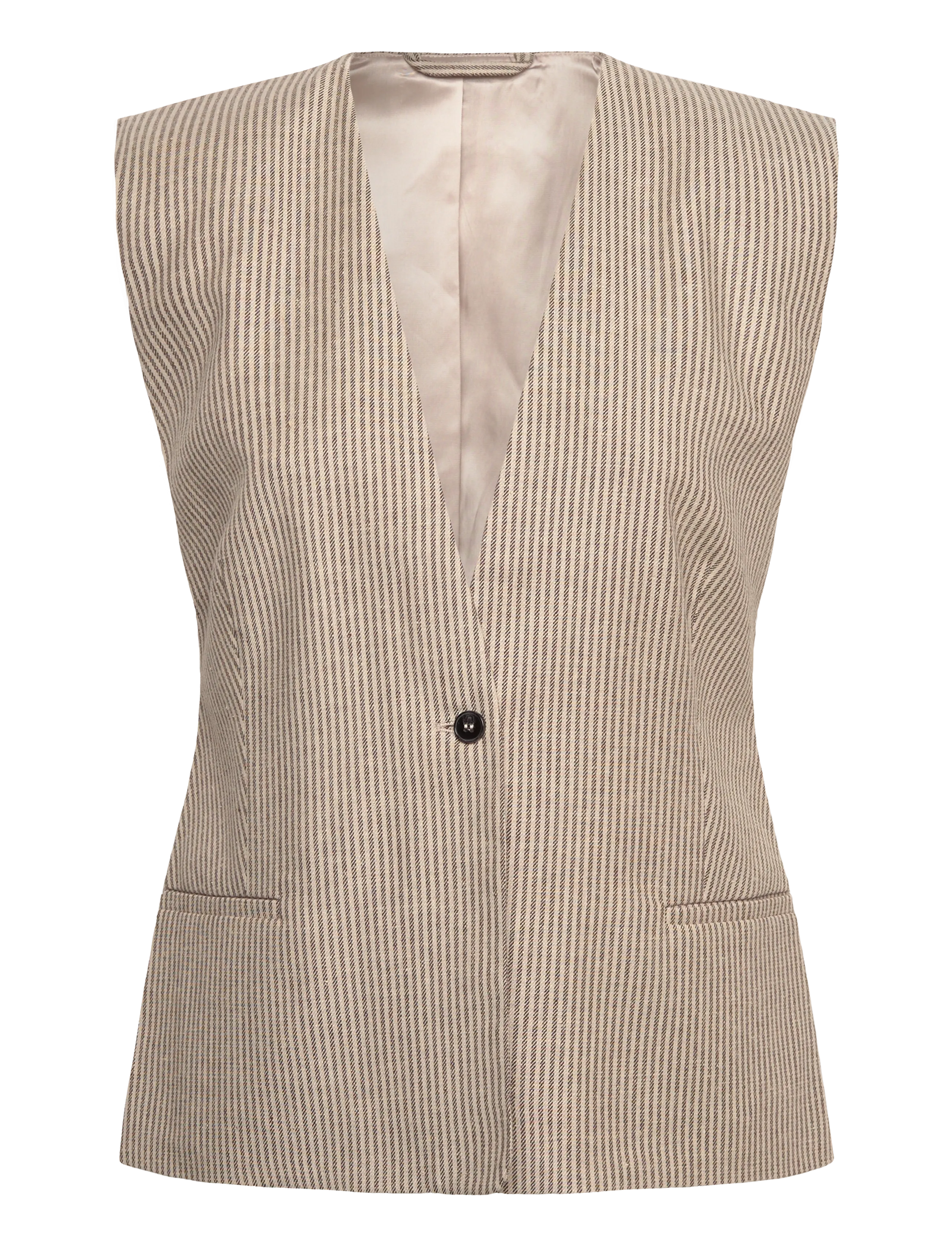 2NDDAY 2ND Juell - Striped Linen Blend - Pintsakud - MOONBEAM / beige