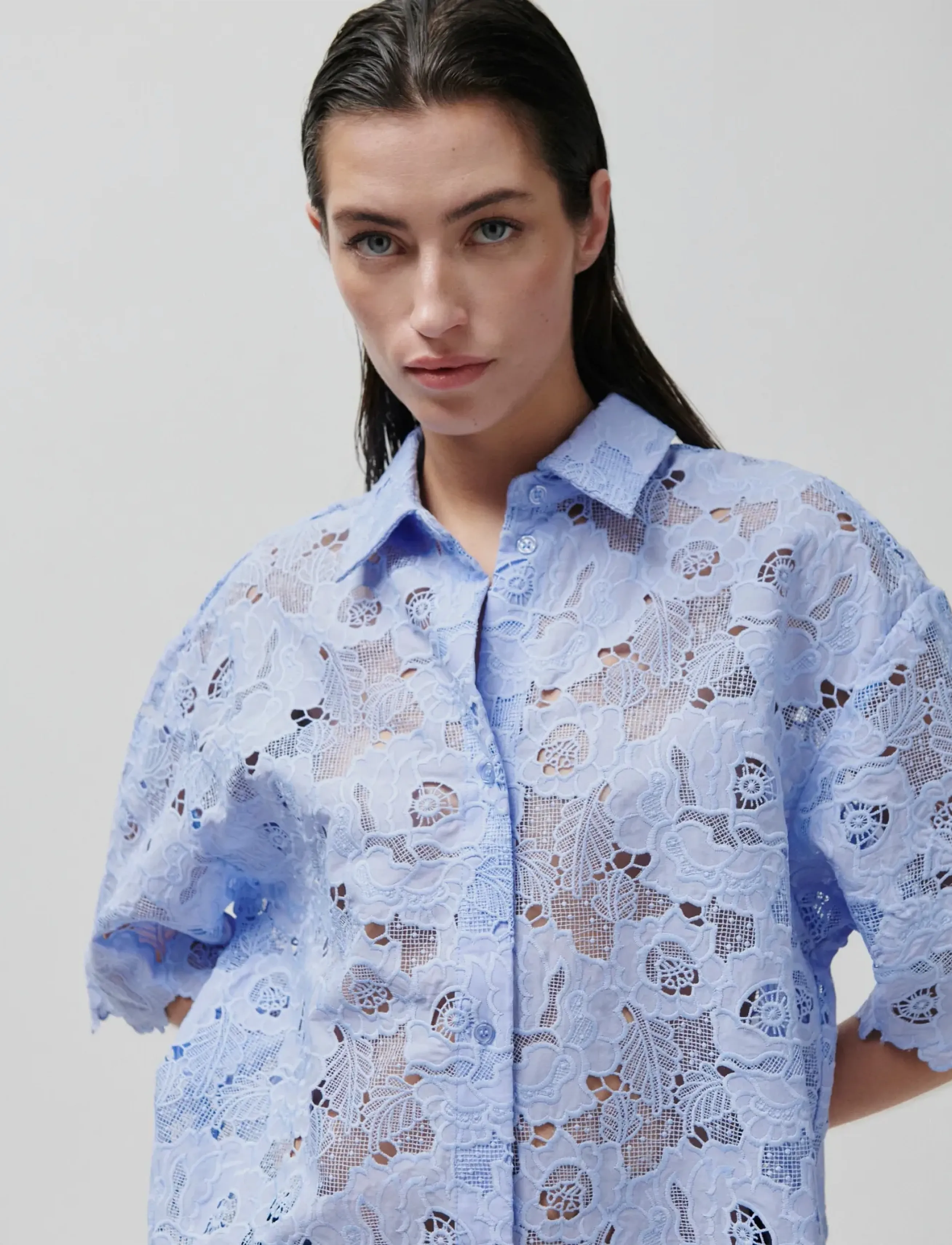2NDDAY - 2ND Austinas - Broderi Anglaise Mix - denimskjorter - cashmere blue - 4