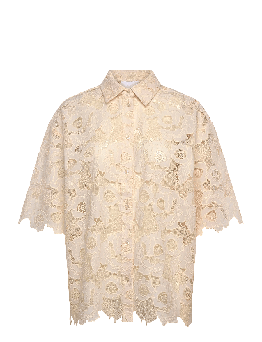 2NDDAY - 2ND Austinas - Broderi Anglaise Mix - jeansskjortor - tofu - 0