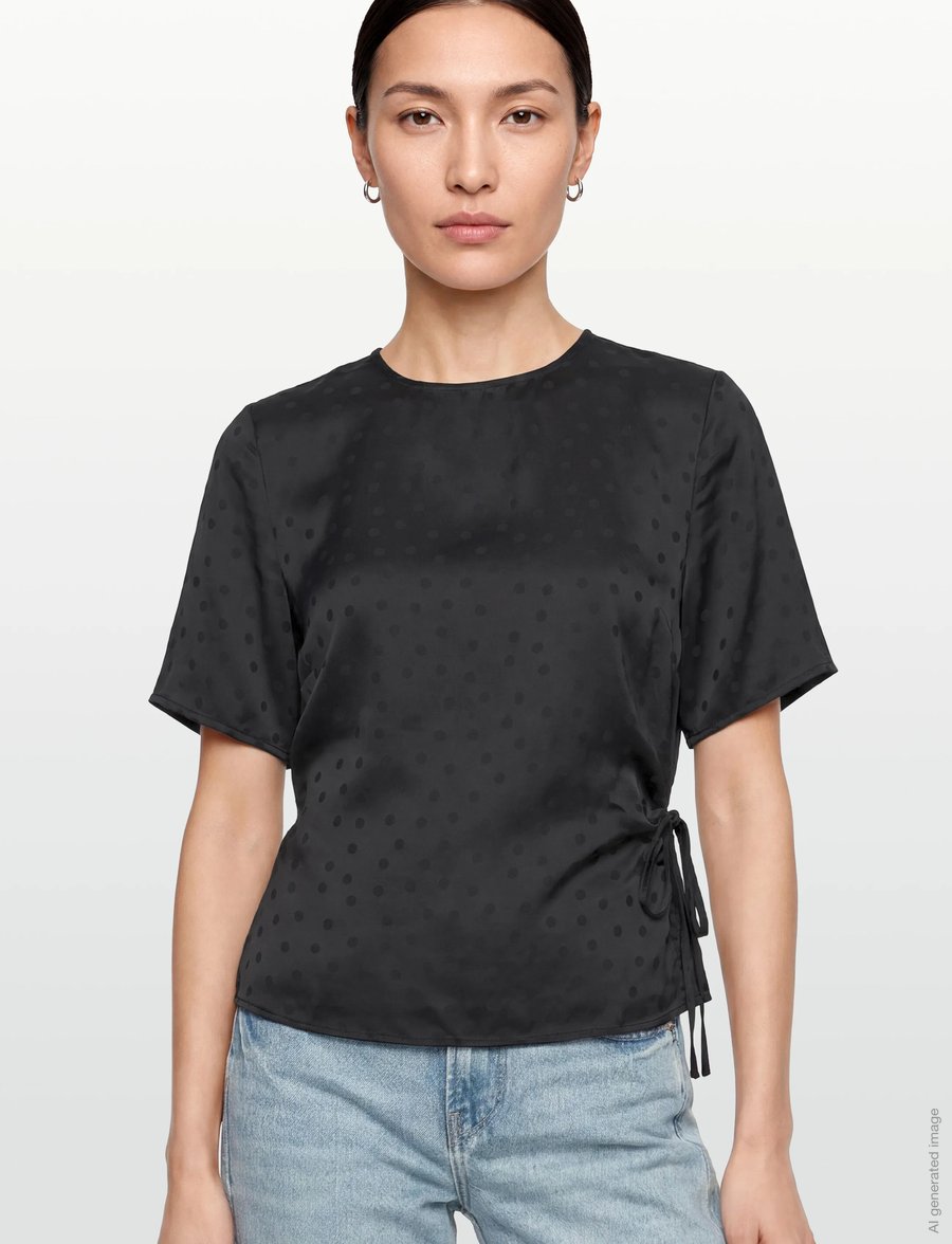 2NDDAY - 2ND Serenis - Jacquard Viscose - kurzärmelige blusen - black - 3