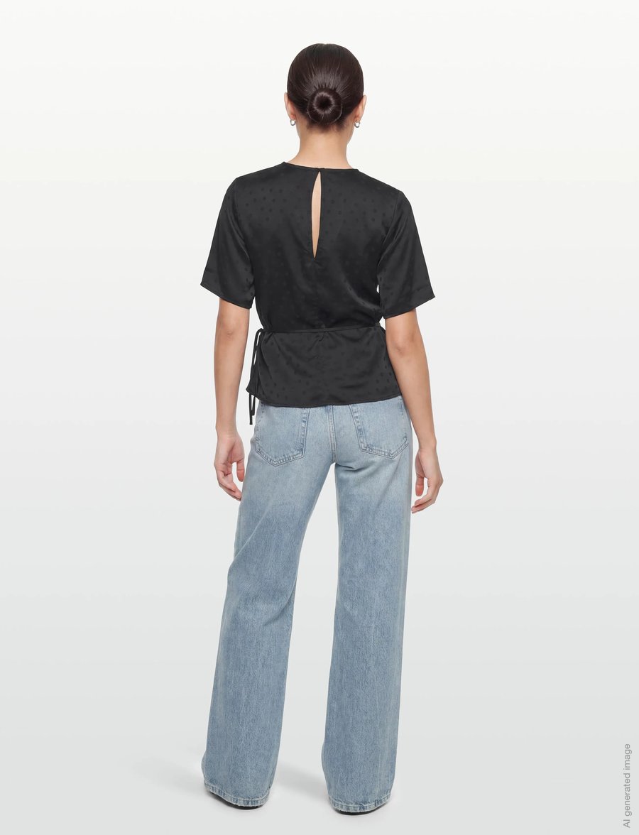 2NDDAY - 2ND Serenis - Jacquard Viscose - kurzärmelige blusen - black - 4