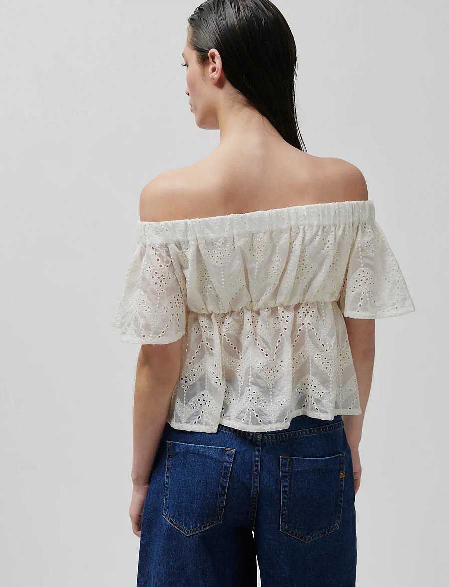 2NDDAY - 2ND Gian - Airy Anglaise - short-sleeved blouses - brilliant white - 3