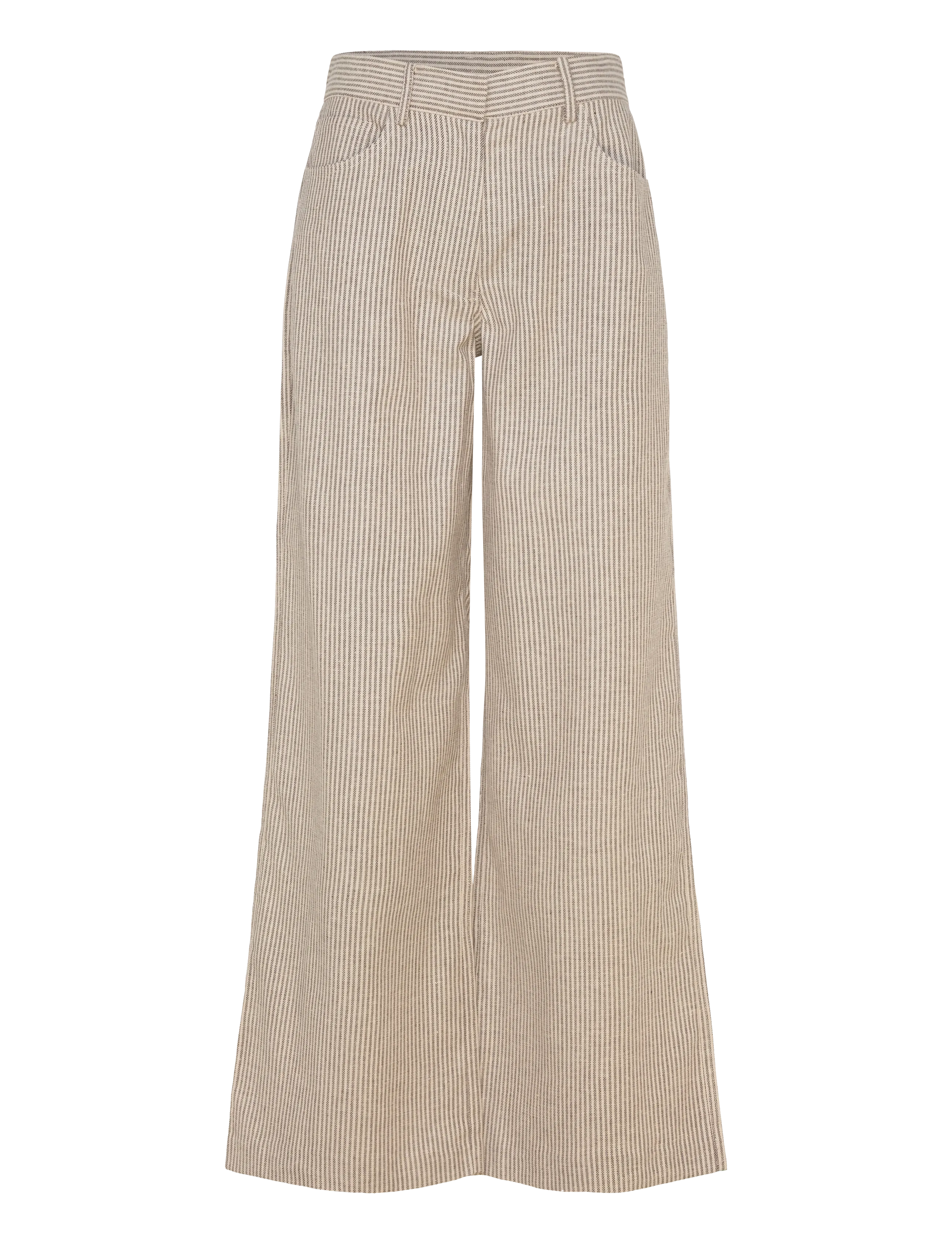 2NDDAY 2ND Benette - Striped Linen blend - Pidulikud püksid - MOONBEAM / beige