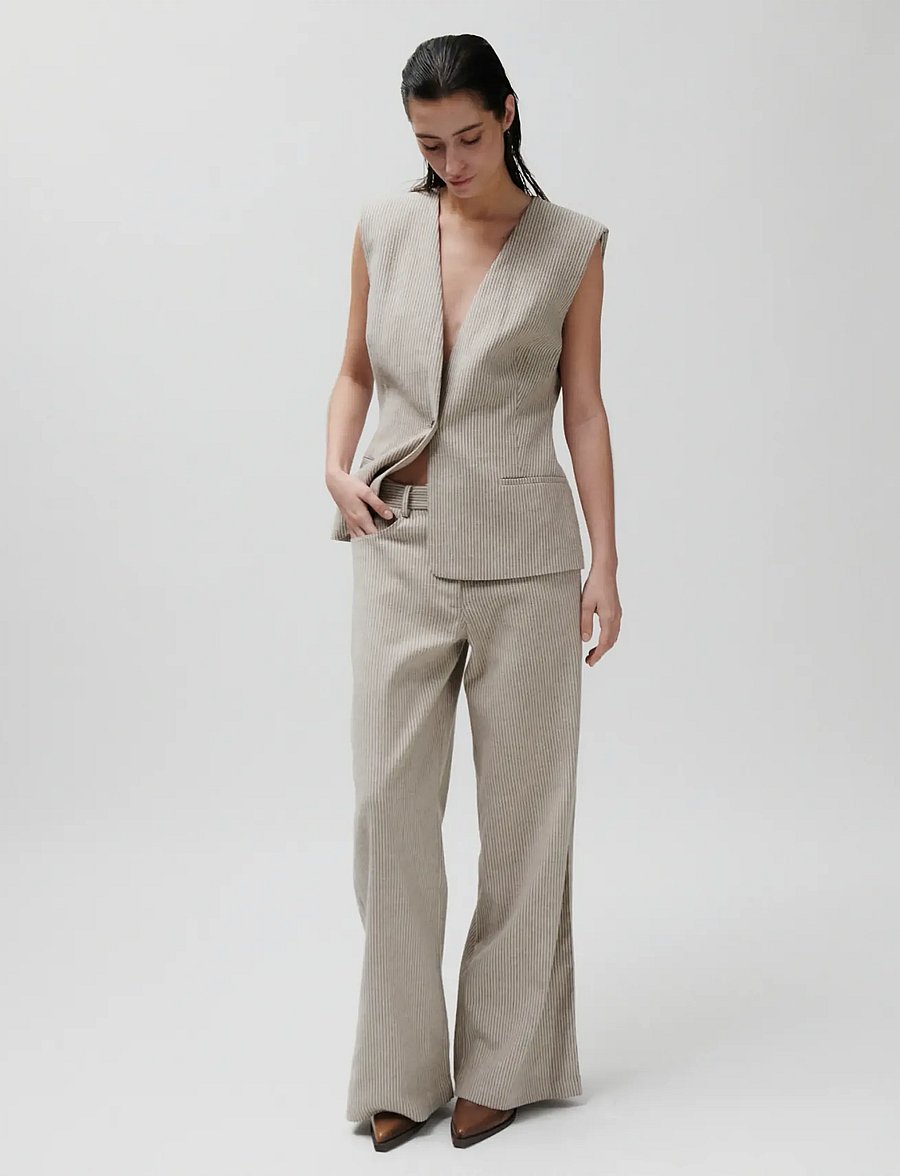 2NDDAY - 2ND Benette - Striped Linen blend - kostymbyxor - moonbeam - 4