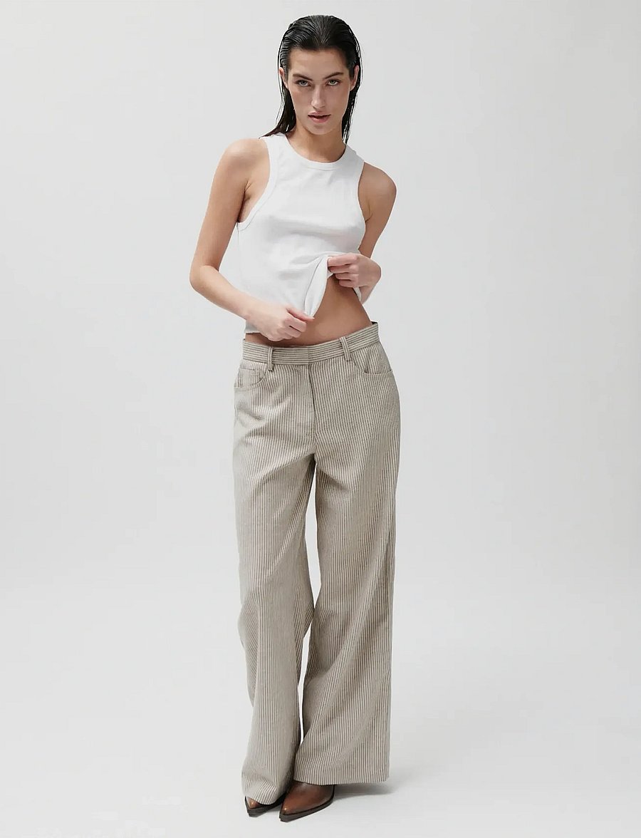 2NDDAY - 2ND Benette - Striped Linen blend - kostymbyxor - moonbeam - 0