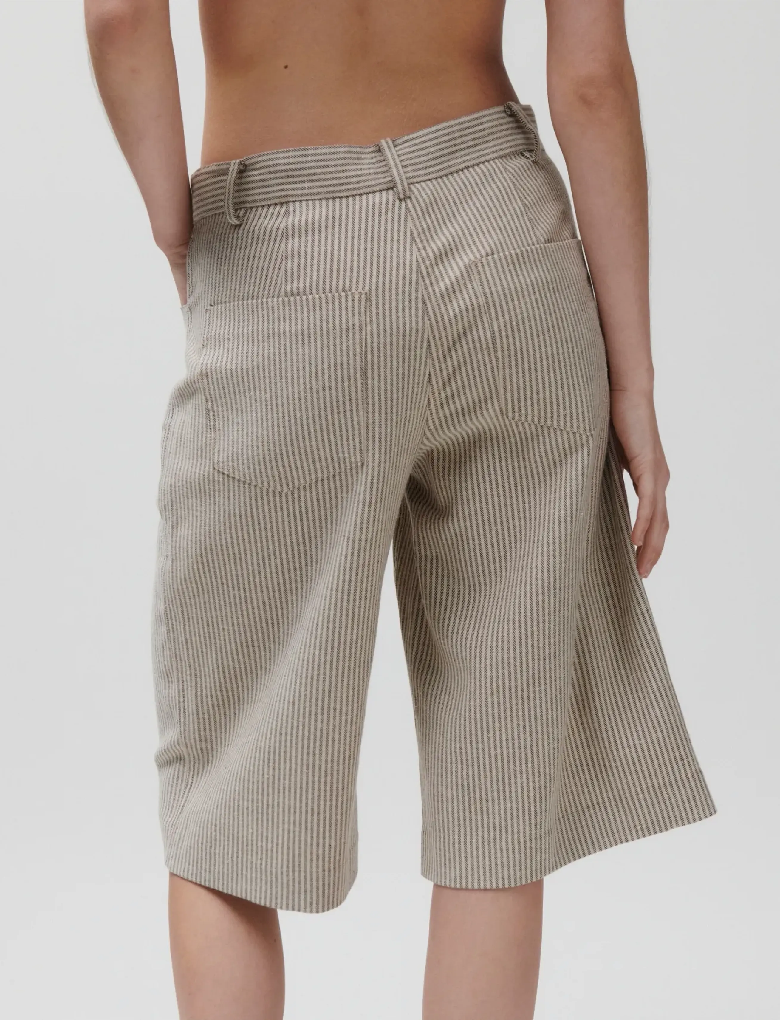 2NDDAY - 2ND Benita - Striped Linen Blend - bermudas - moonbeam - 3