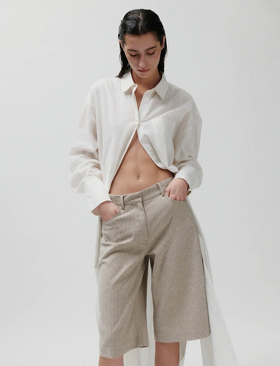 2NDDAY - 2ND Benita - Striped Linen Blend - bermudashorts - moonbeam - 4