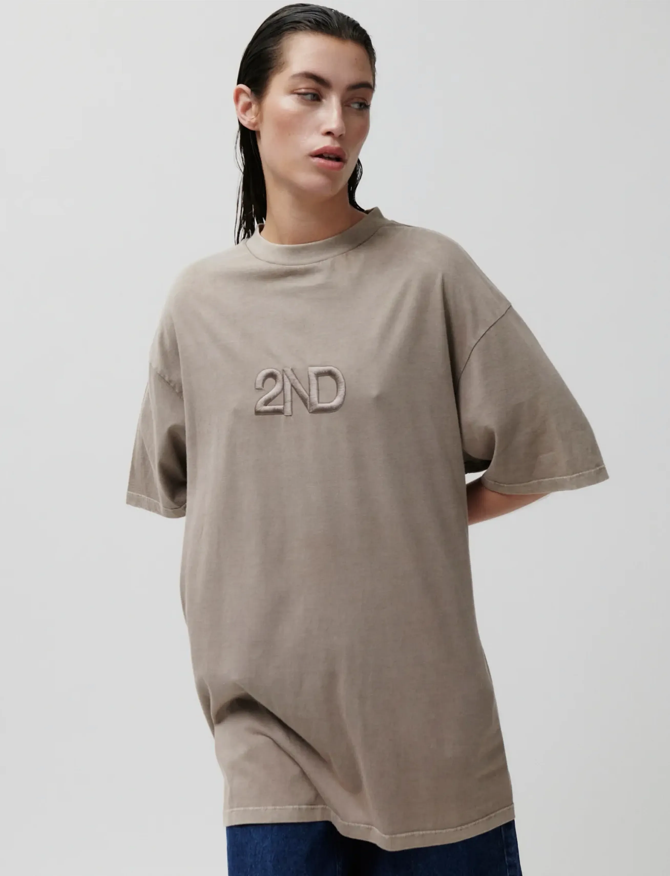 2NDDAY - 2ND Ken TT - Overwashed Jersey - t-särgid - plaza taupe - 3
