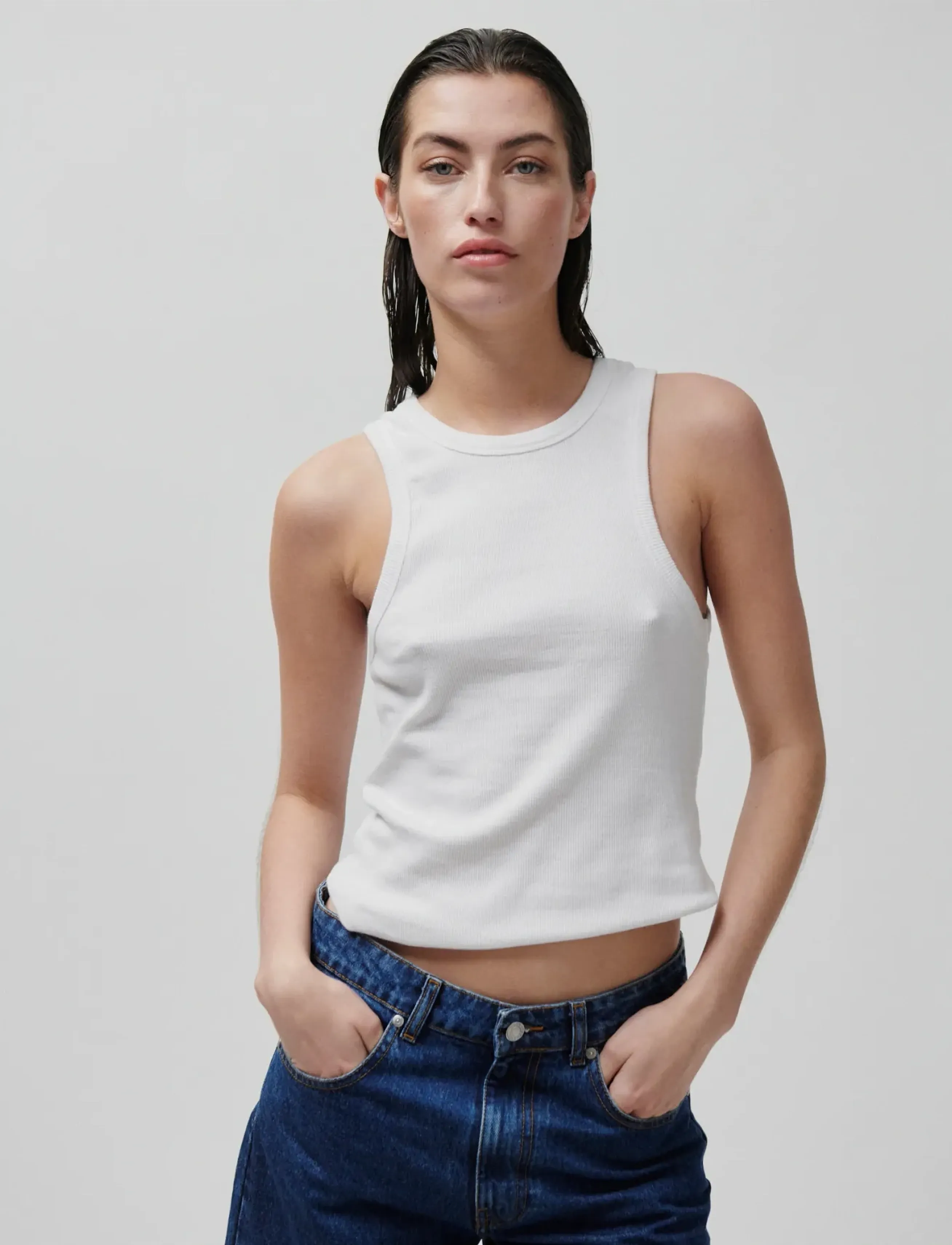 2NDDAY - 2ND Purity TT - Daily Cotton Rib - linnen - brilliant white - 5