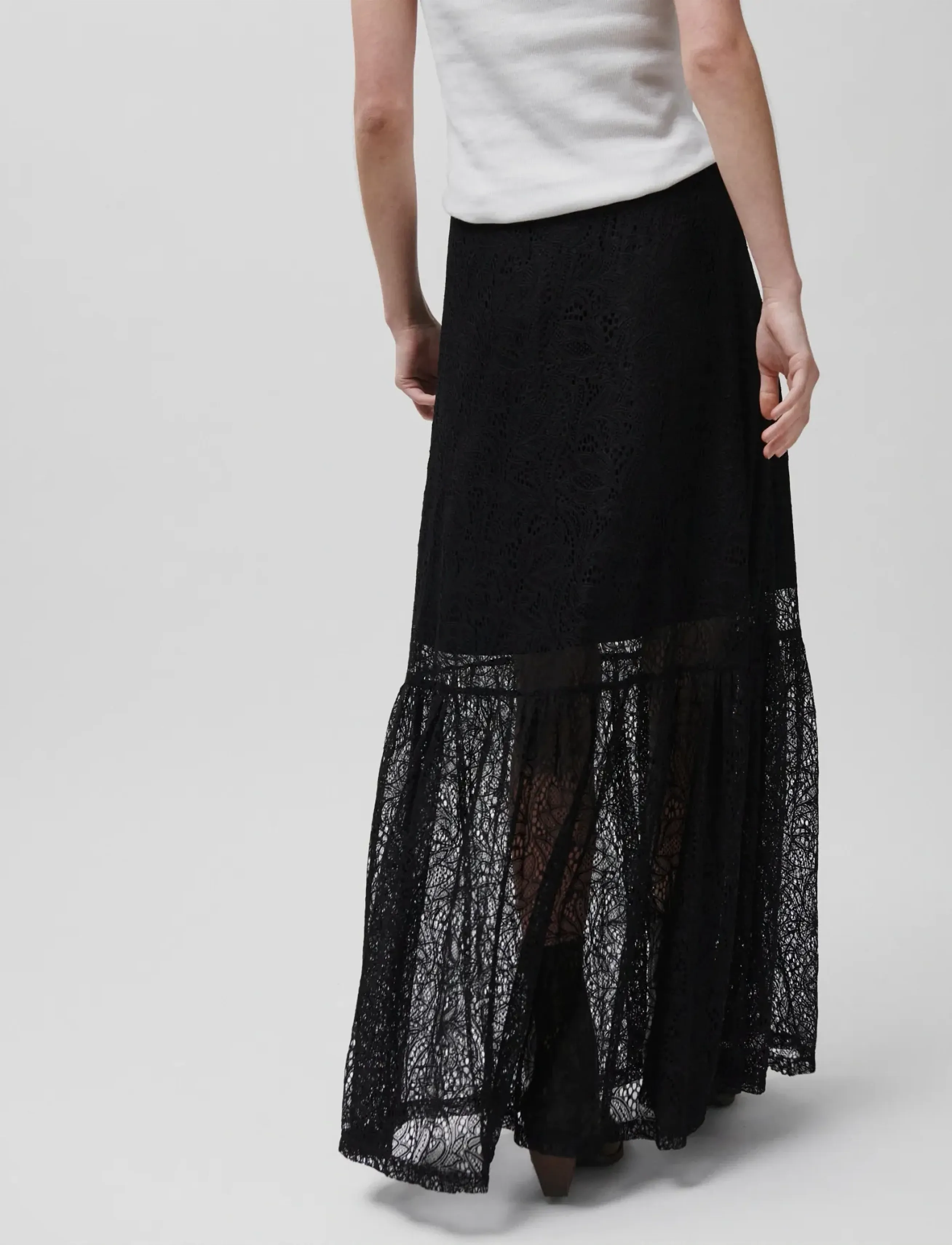 2NDDAY 2Nd Cleam - Airy Lace, XXS, Black, Designere > Maxi Nederdele, Dame