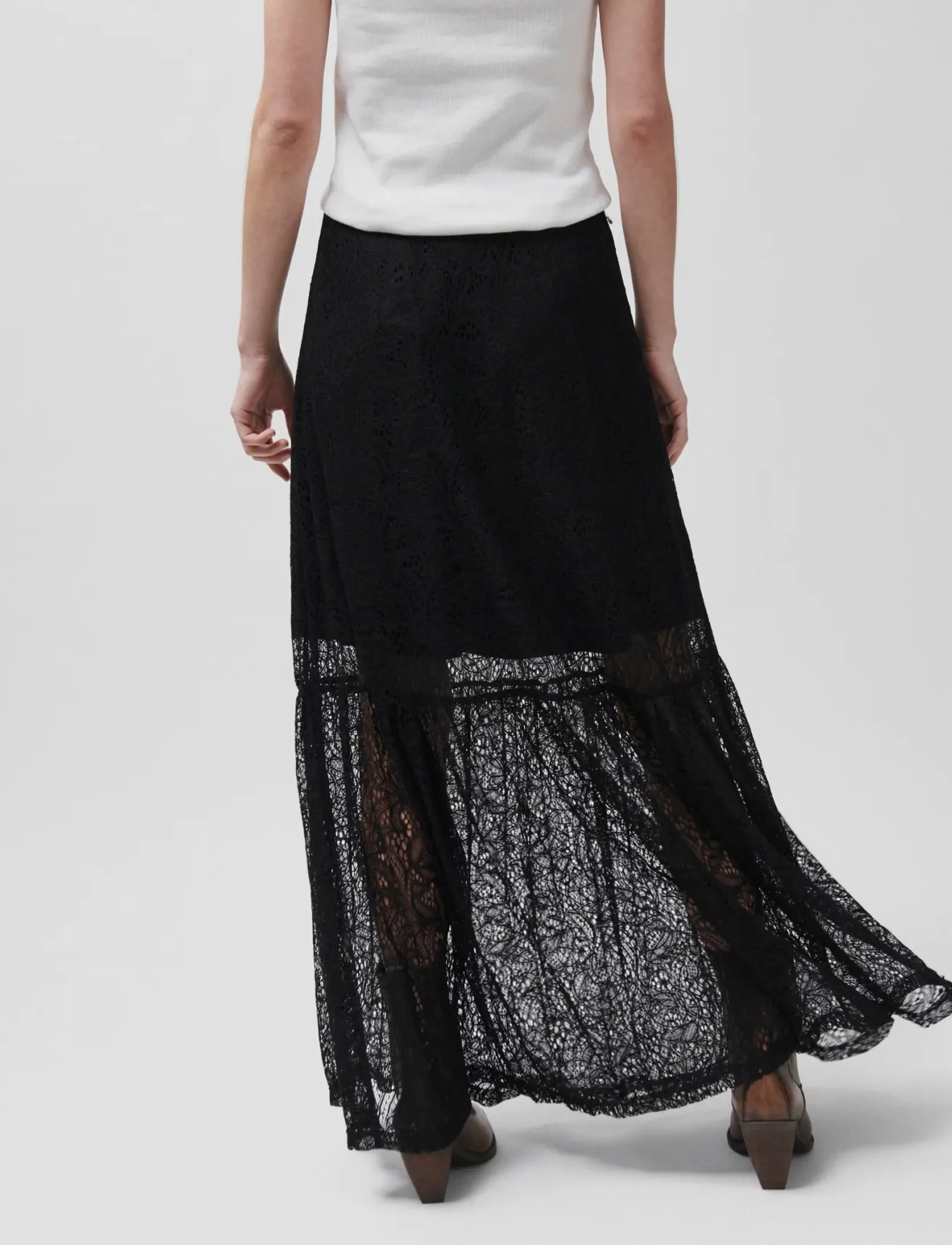 2NDDAY 2ND Cleam - Airy Lace - Maxi nederdele - BLACK / black