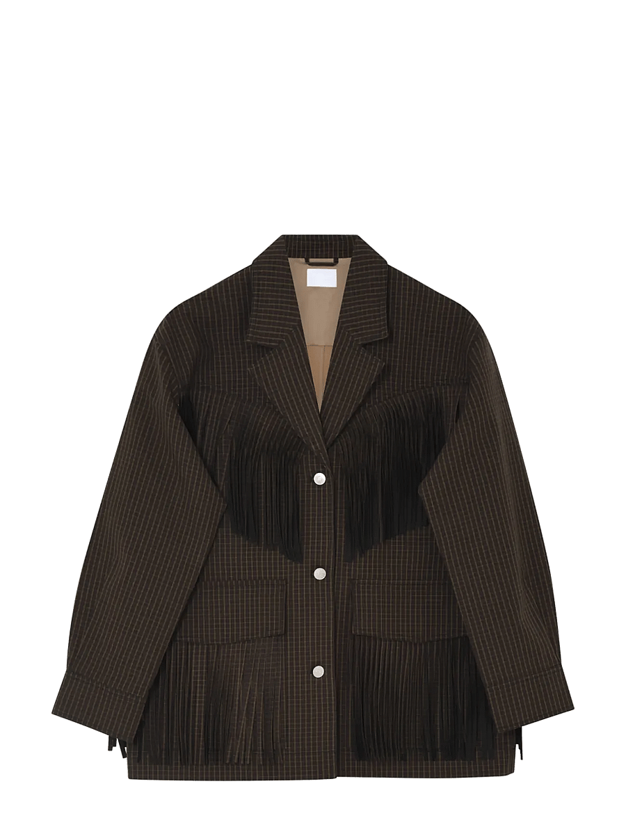 2NDDAY - 2ND Brucina - Check Fringe - enkeltradede blazere - ermine - 1