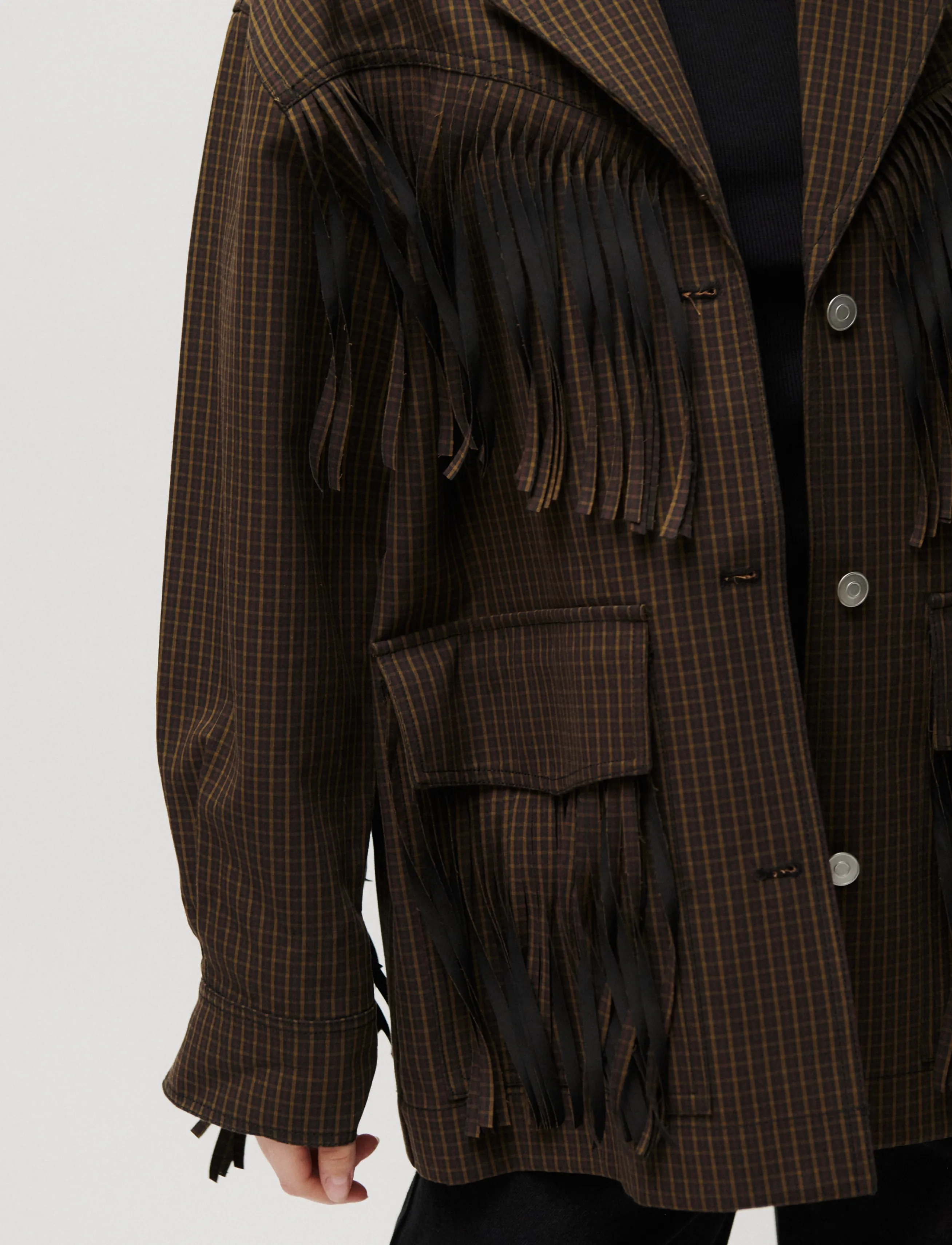 2NDDAY - 2ND Brucina - Check Fringe - enkeltradede blazere - ermine - 3