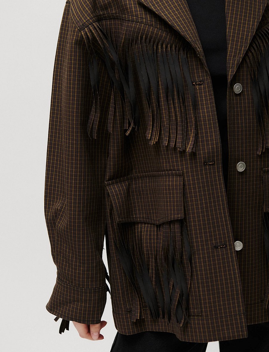 2NDDAY - 2ND Brucina - Check Fringe - enkeltradede blazere - ermine - 3