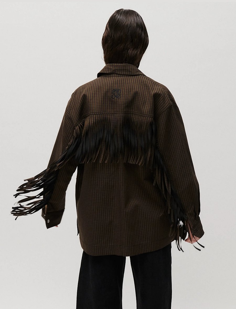 2NDDAY - 2ND Brucina - Check Fringe - enkeltradede blazere - ermine - 5