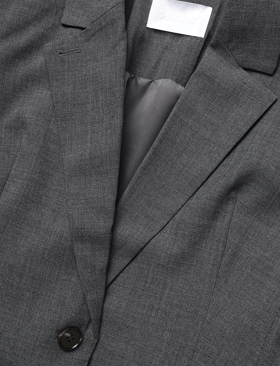 2NDDAY - 2ND Hanzan - Melange Suiting - enkeltradede blazere - light grey melange - 5