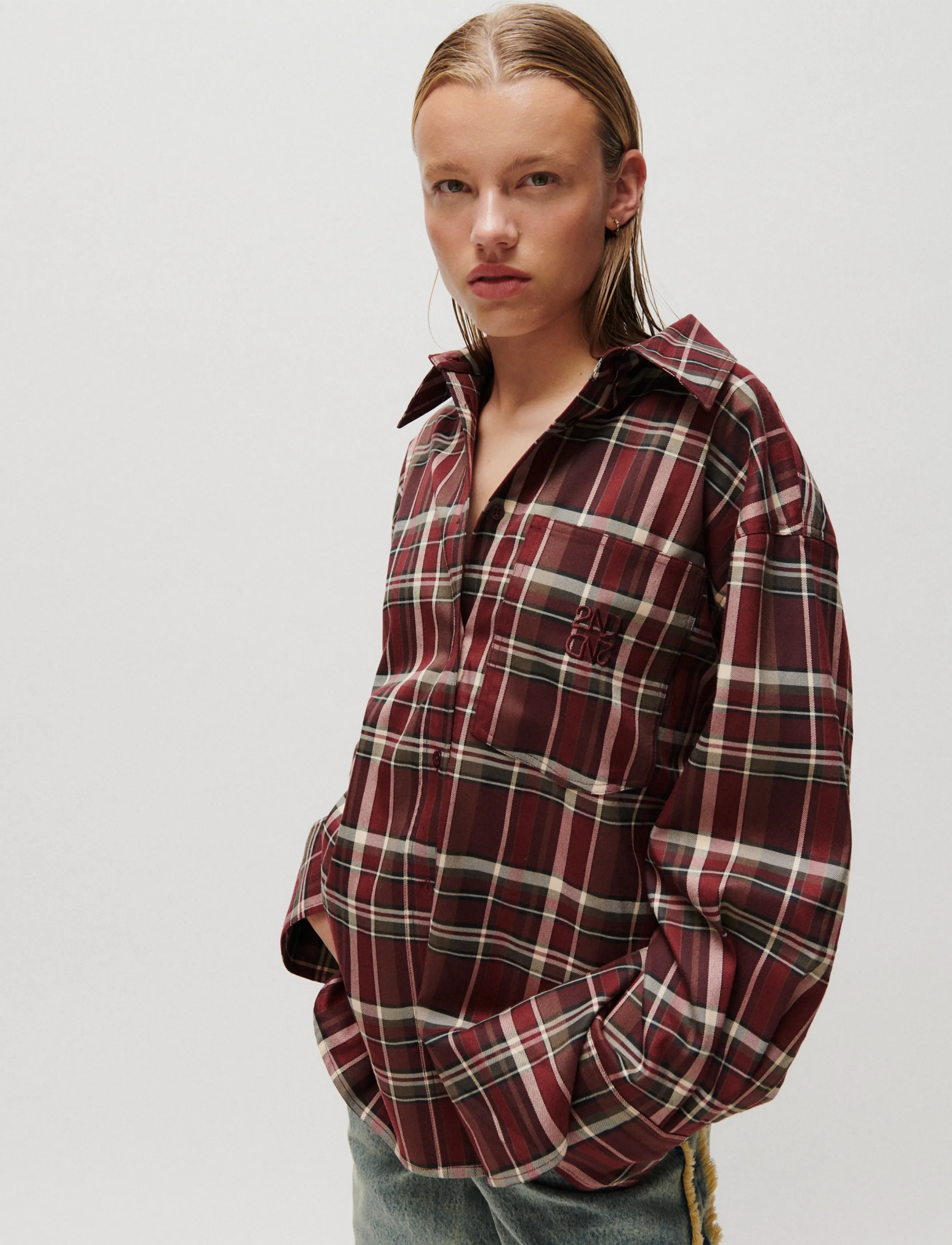 2NDDAY 2ND Manny - Classic flannel - Langærmede skjorter - POMEGRANATE / burgundy