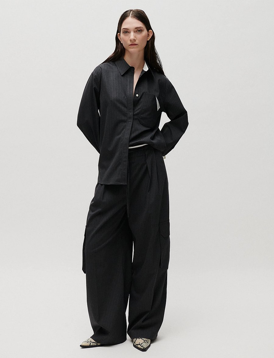 2NDDAY - 2ND Orenia - Yarn Dye Suiting - tailored trousers - phantom - 3