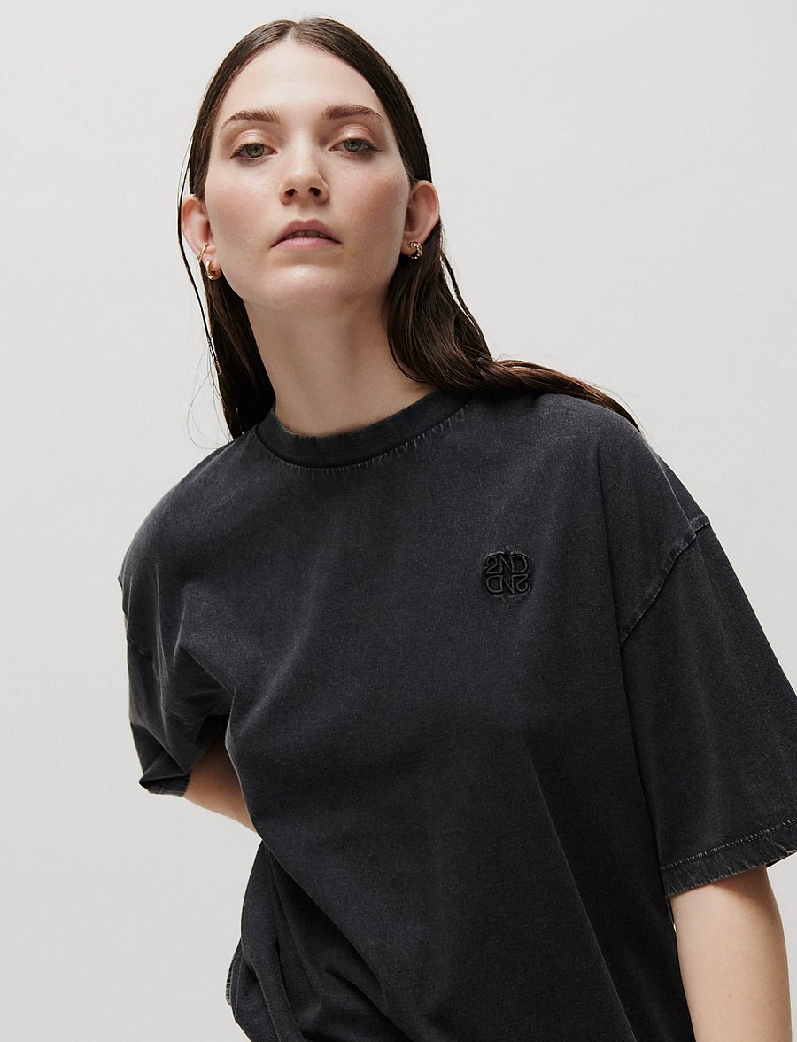 2NDDAY - 2ND Araly TT - Overwashed Jersey - t-shirts - black - 0