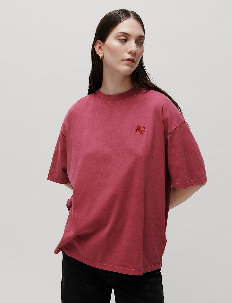 2NDDAY - 2ND Araly TT - Overwashed Jersey - t-shirts - pomegranate - 0