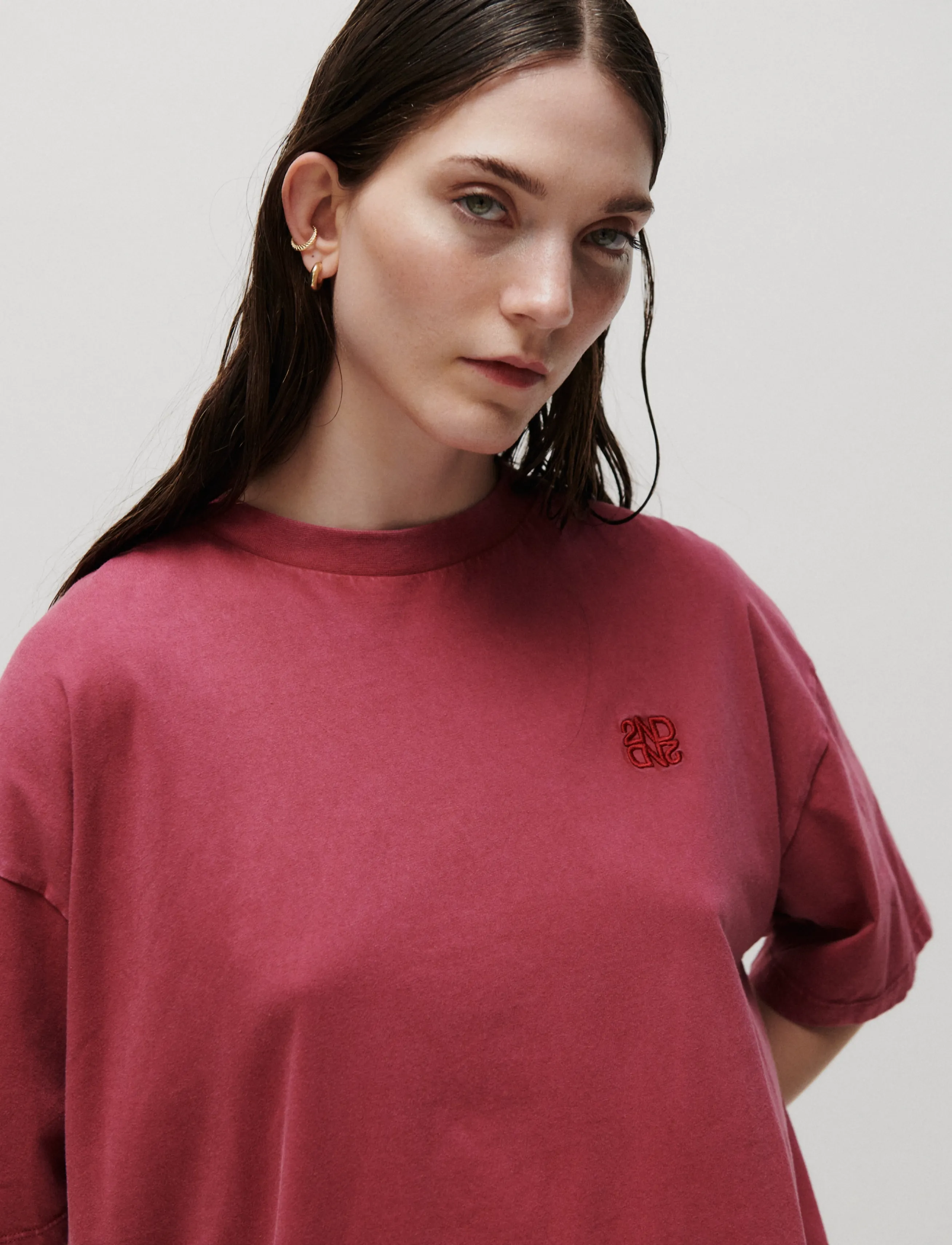 2NDDAY - 2ND Araly TT - Overwashed Jersey - t-shirts - pomegranate - 4