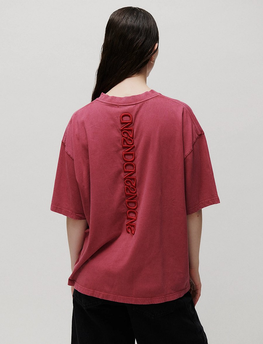 2NDDAY - 2ND Araly TT - Overwashed Jersey - t-shirts - pomegranate - 5