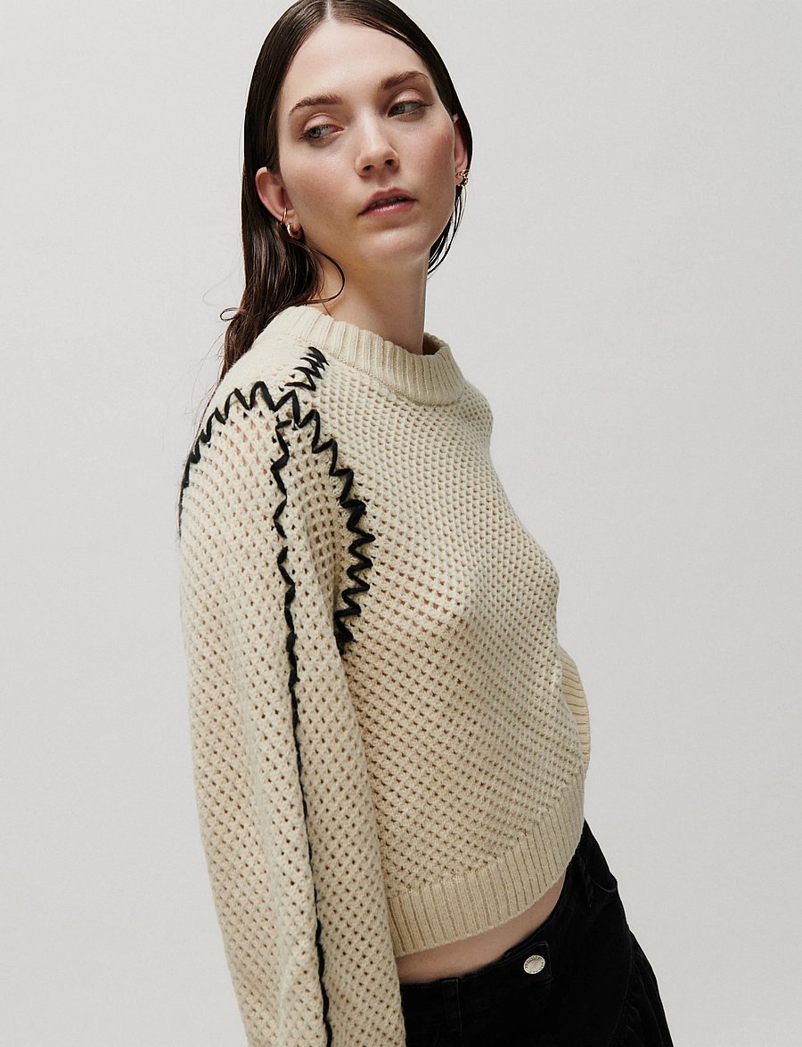 2NDDAY - 2NDMarlet - Open Knit - pullover - almond milk - 5