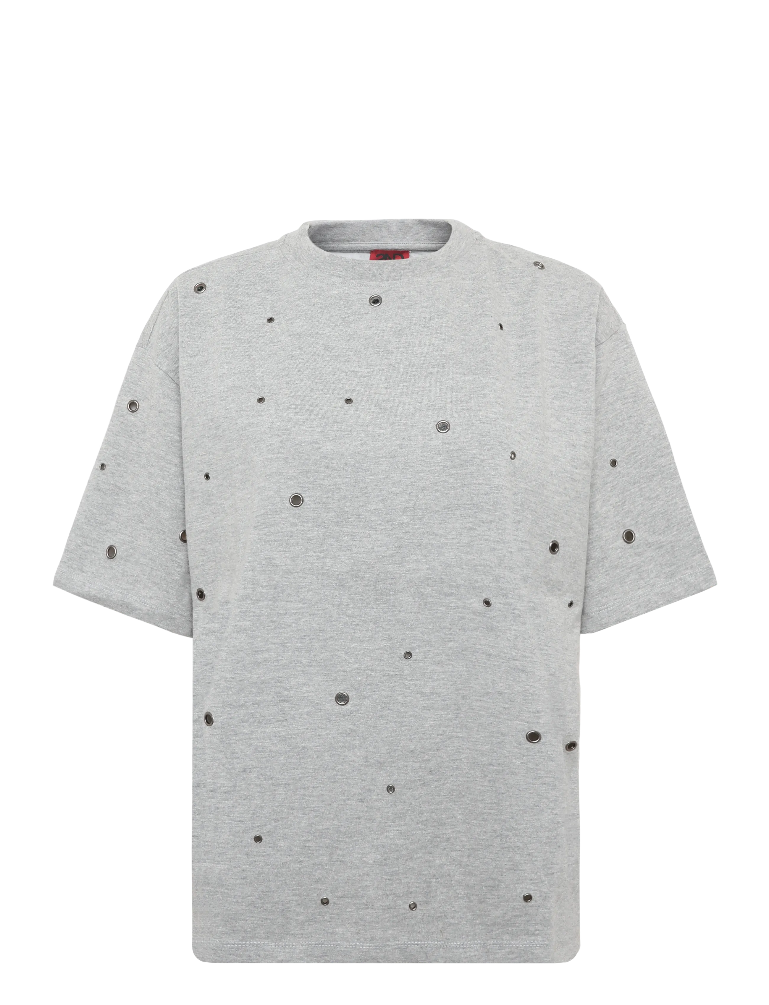 2NDDAY - 2NDAralo - Eyelet Jersey - t-shirts - medium grey melange - 1