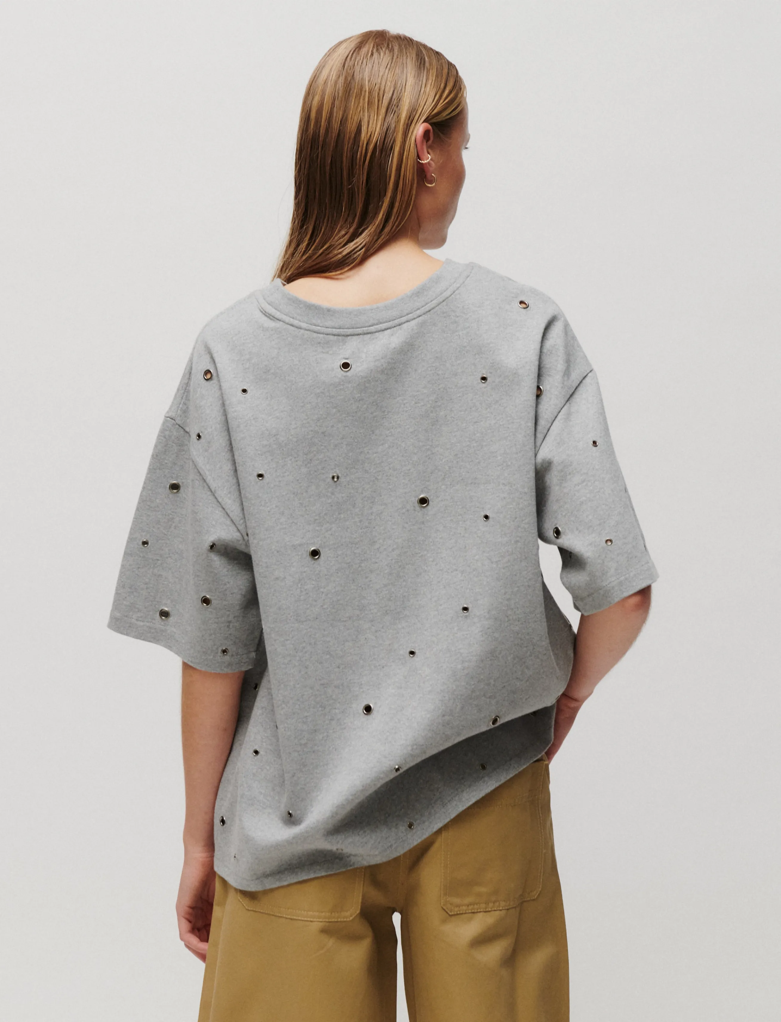 2NDDAY - 2NDAralo - Eyelet Jersey - medium grey melange - 2