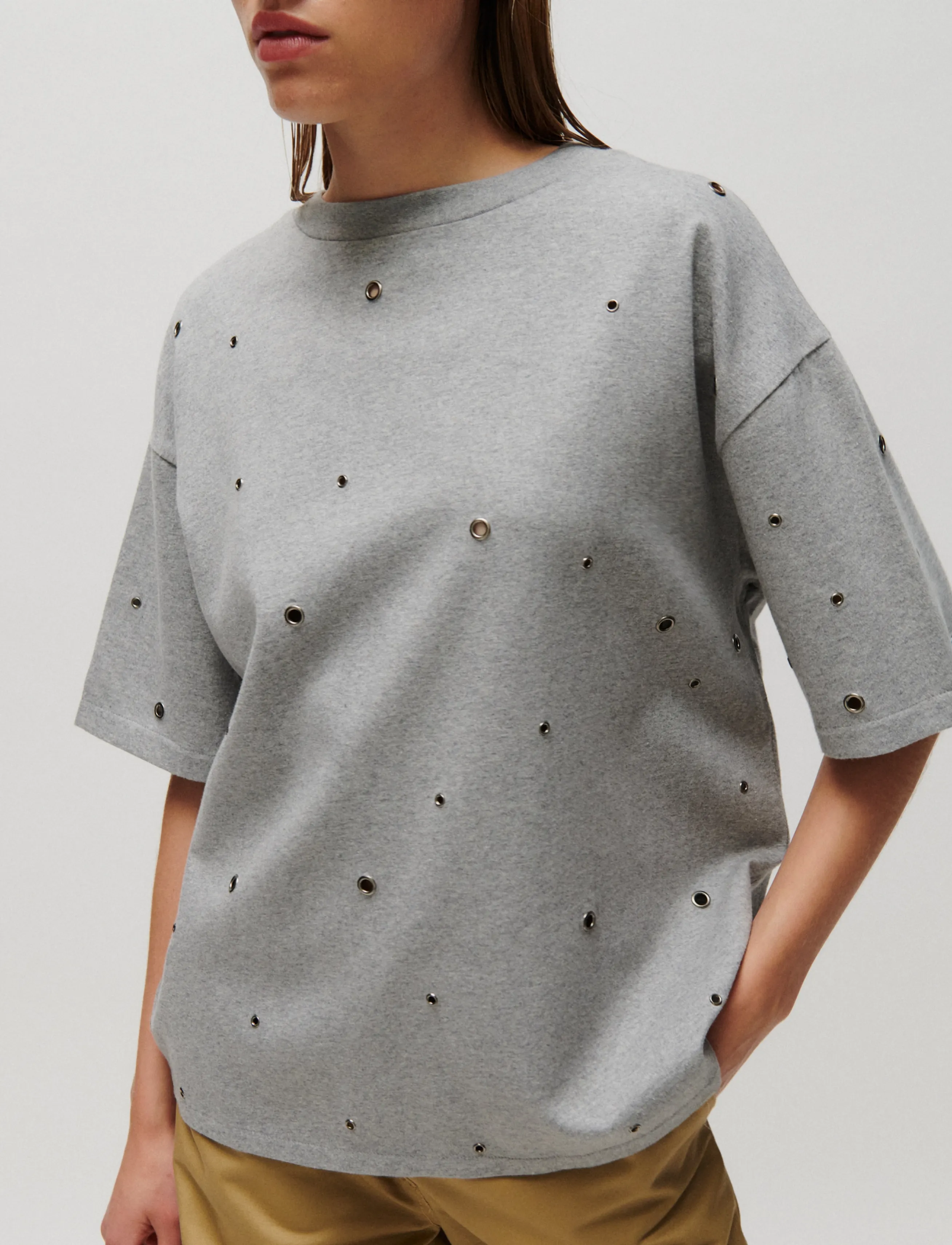 2NDDAY - 2NDAralo - Eyelet Jersey - medium grey melange - 3