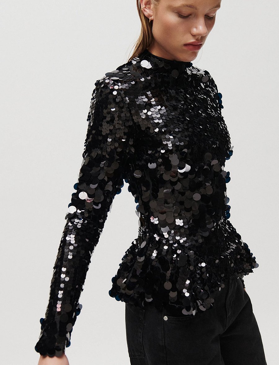 2NDDAY - 2NDHista - Glitzy Sequin - pikkade varrukatega pluusid - black - 0