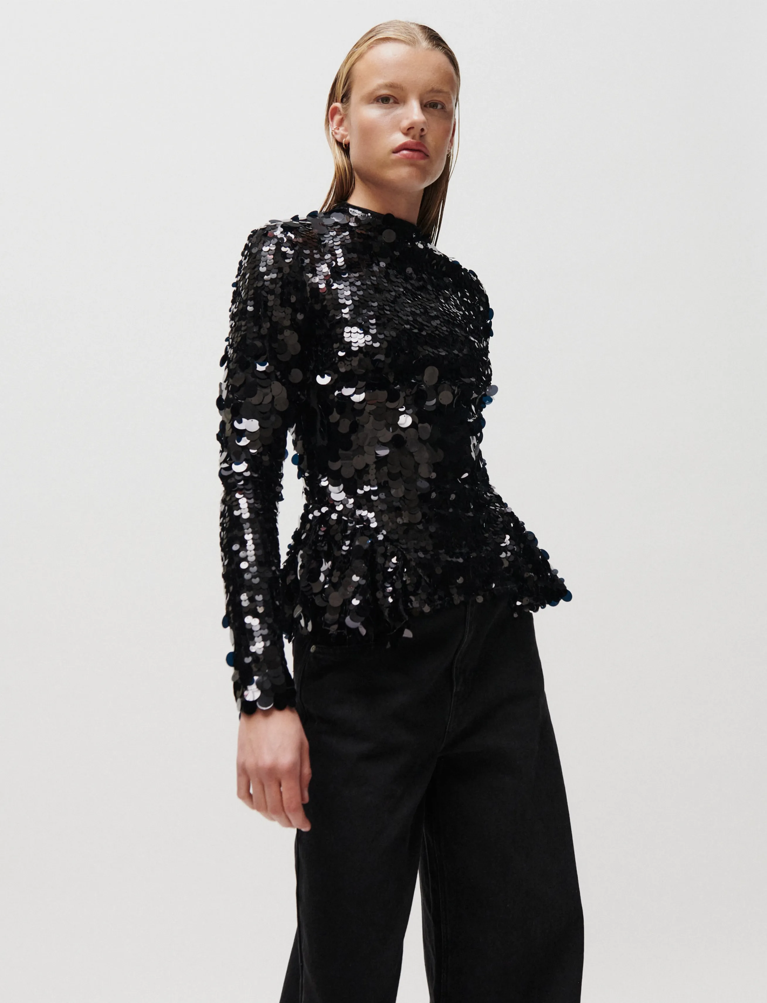 2NDDAY - 2NDHista - Glitzy Sequin - pikkade varrukatega pluusid - black - 5