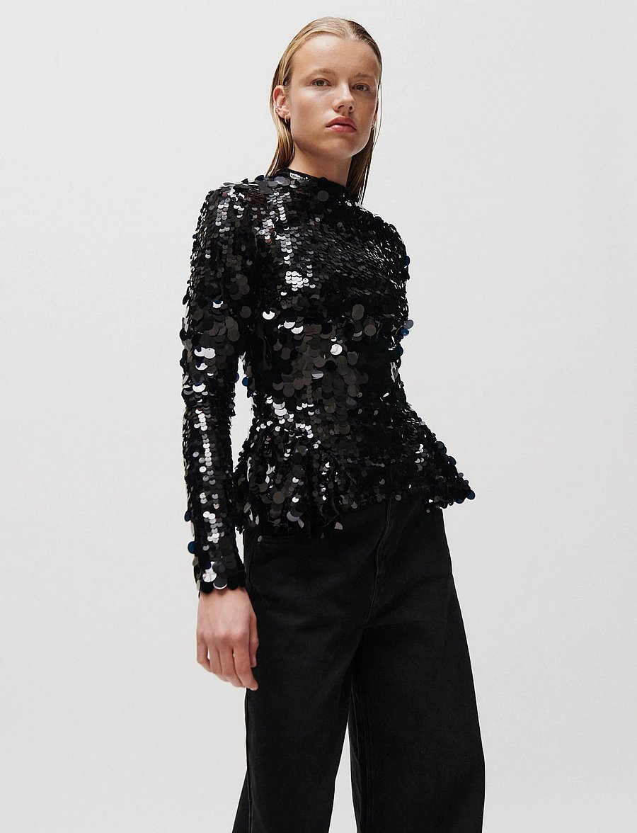 2NDDAY - 2NDHista - Glitzy Sequin - pikkade varrukatega pluusid - black - 5