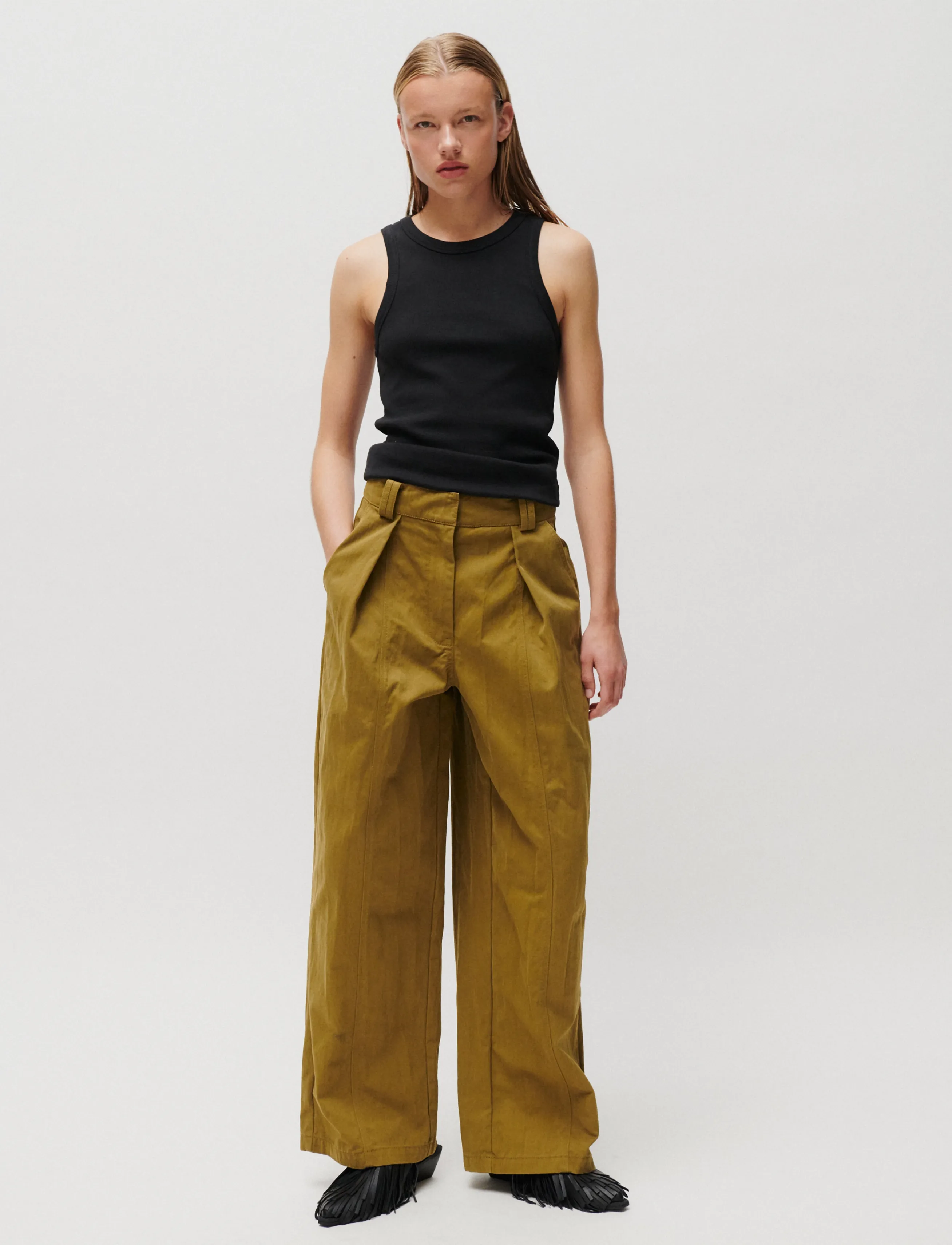2NDDAY - 2NDArlert - Firm Cotton - bukser med brede ben - fir green - 3