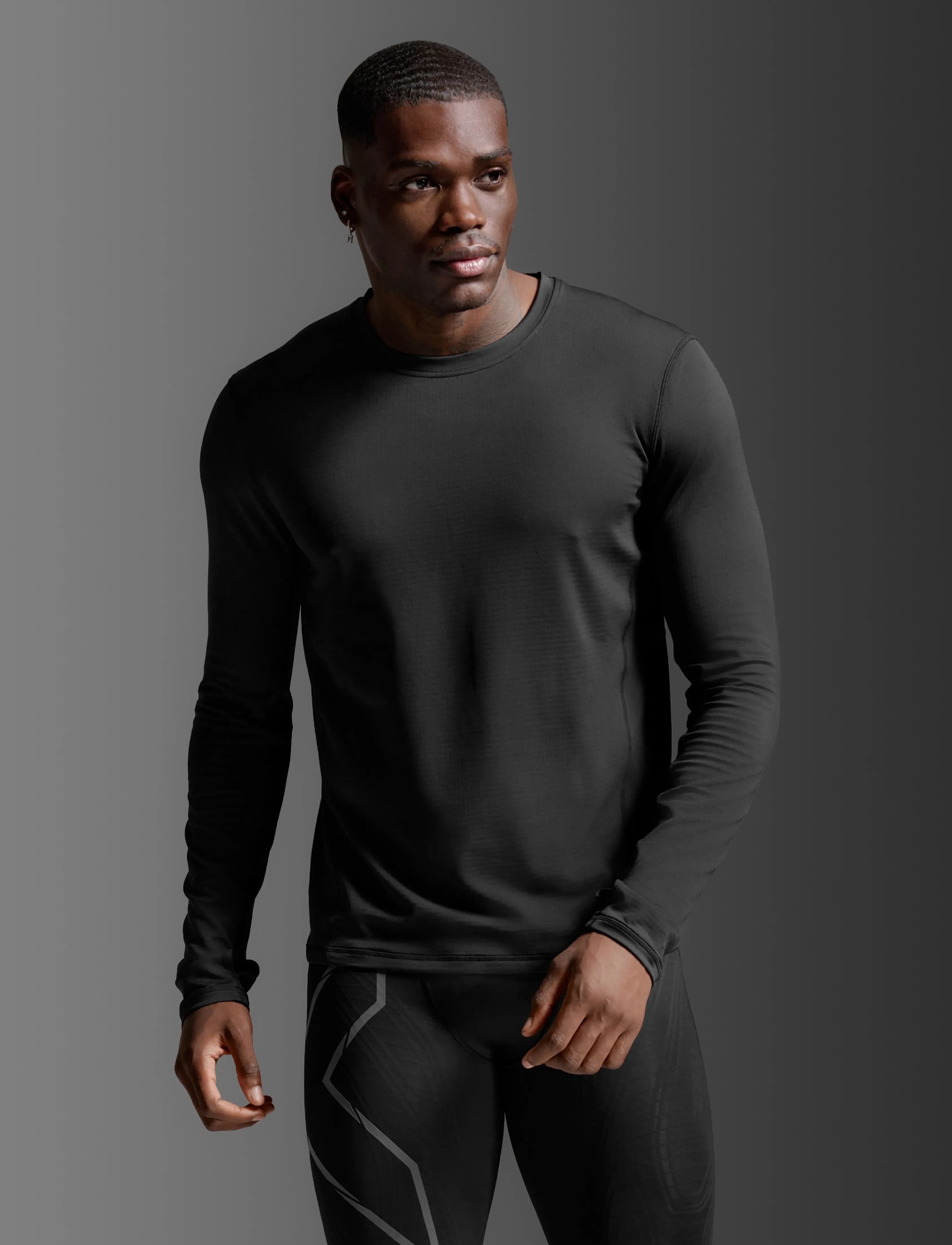 2XU Ignition Grid Base Layer, Mænd, Langærmet Grid Baselayer Top, Sort, Str: XS