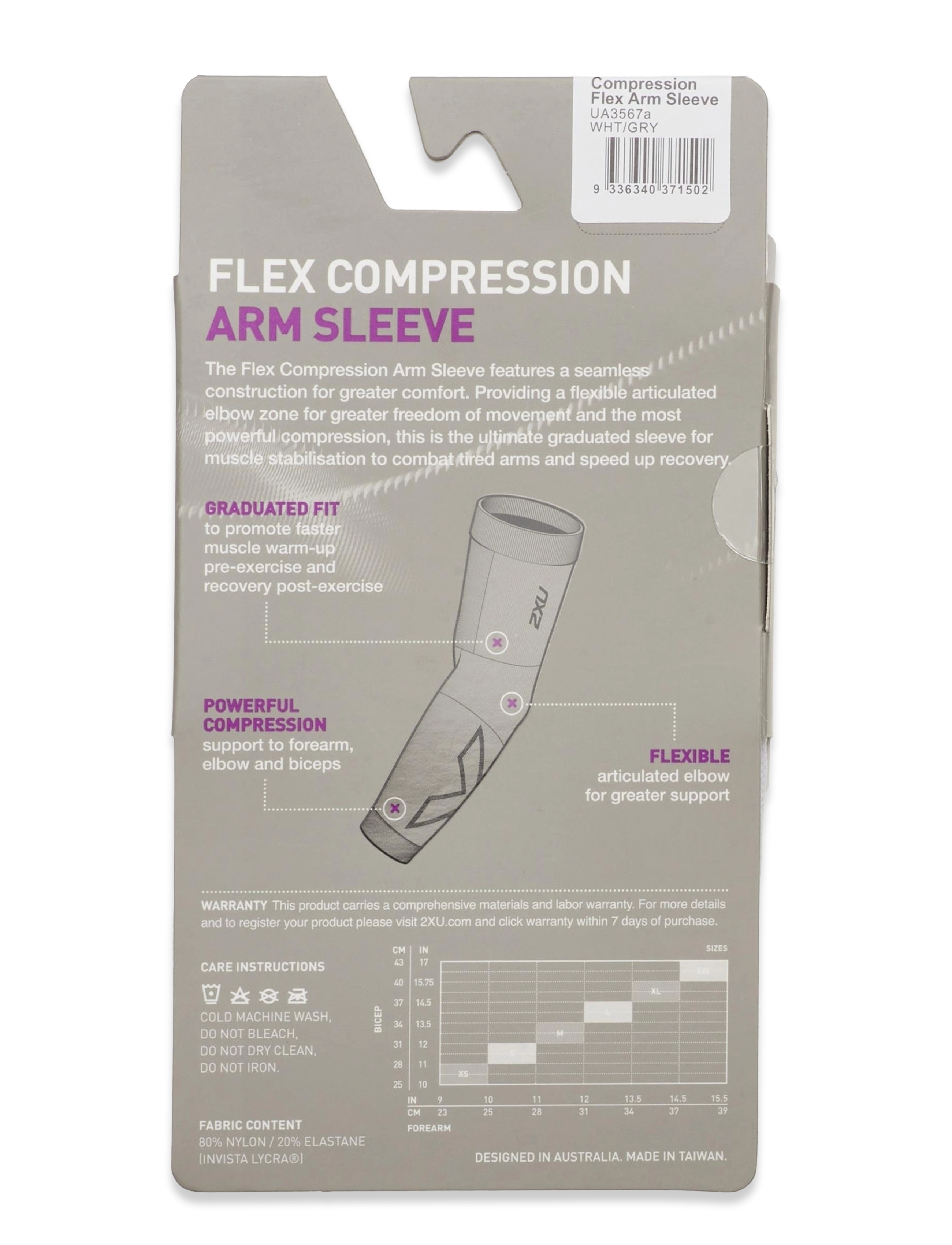 2XU - FLEX COMPRESSION ARM SLEEVE (SINGLE) - white/grey - 2