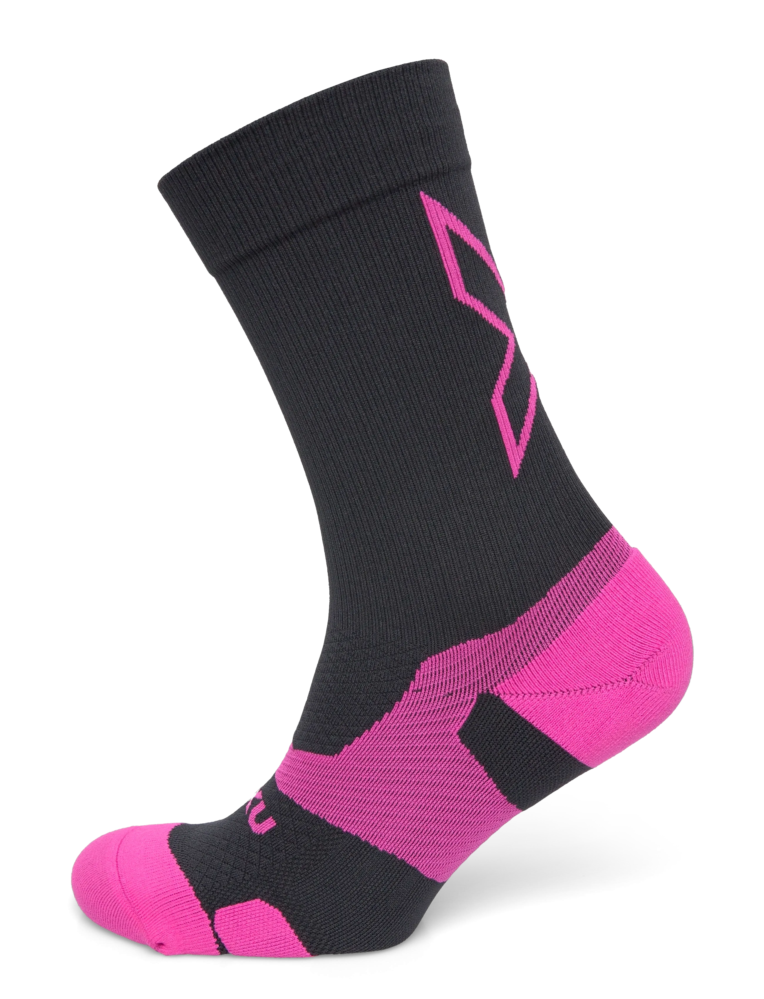 2XU VECTR LIGHT CUSHION CREW SOCKS - Socken - BLACK/FUCHSIA / black