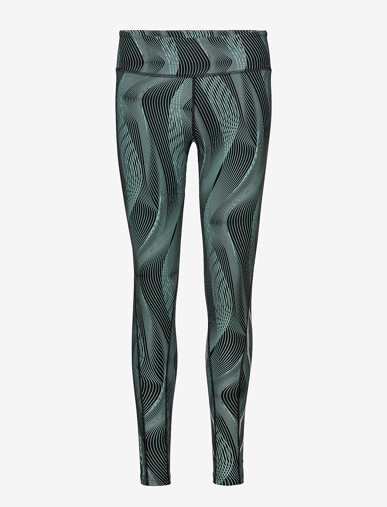 MidRisePrintTights-W - ARUBA BLUE VERTICAL CURVE/WHITE