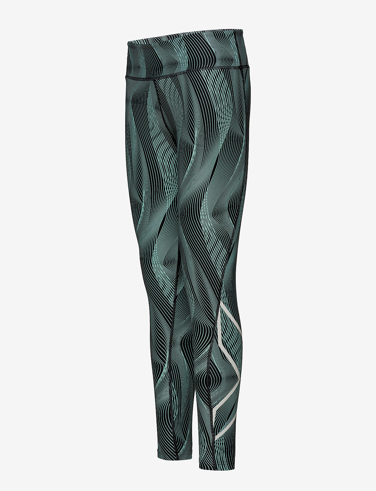 2XU - MidRisePrintTights-W - aruba blue vertical curve/white - 1