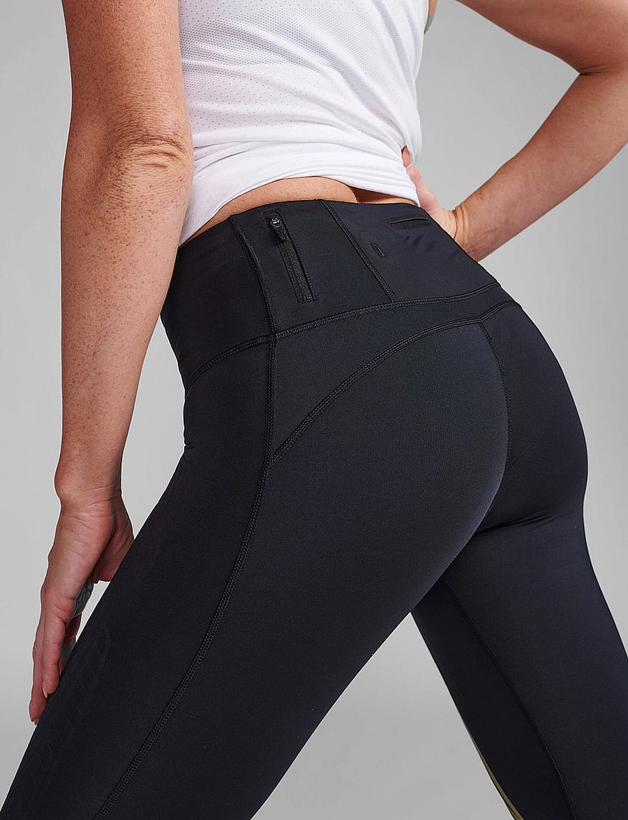 2XU - LIGHT SPEED MID-RISE COMPRESSION TIGHTS - hardlooptights - black/gold reflective - 3