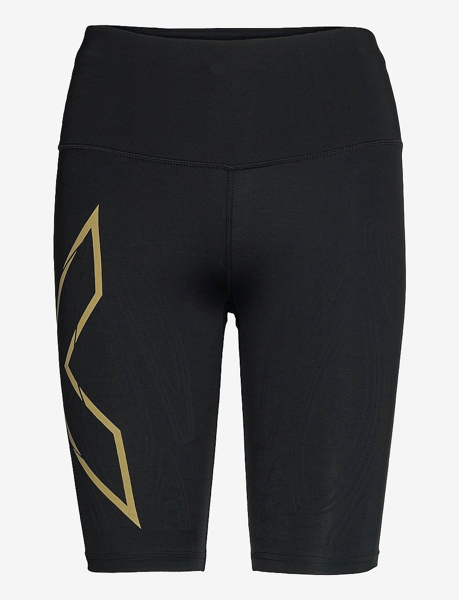 2XU - LIGHT SPEED MID-RISE COMPRESSION SHORTS - 1/2 länge - black/gold reflective - 1