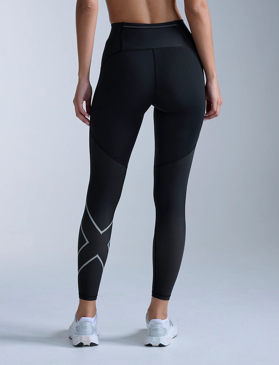 2XU - AERO MESH HI-RISE COMPRESSION TIGHTS - jooksuretuusid - black/silver reflective - 3