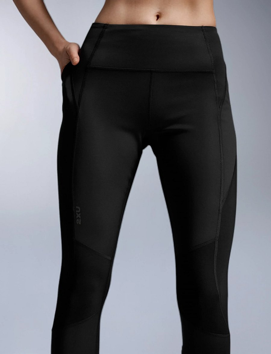 2XU - IGNITION SHIELD COMPRESSION TIGHTS - volle länge - black/ black reflective - 5