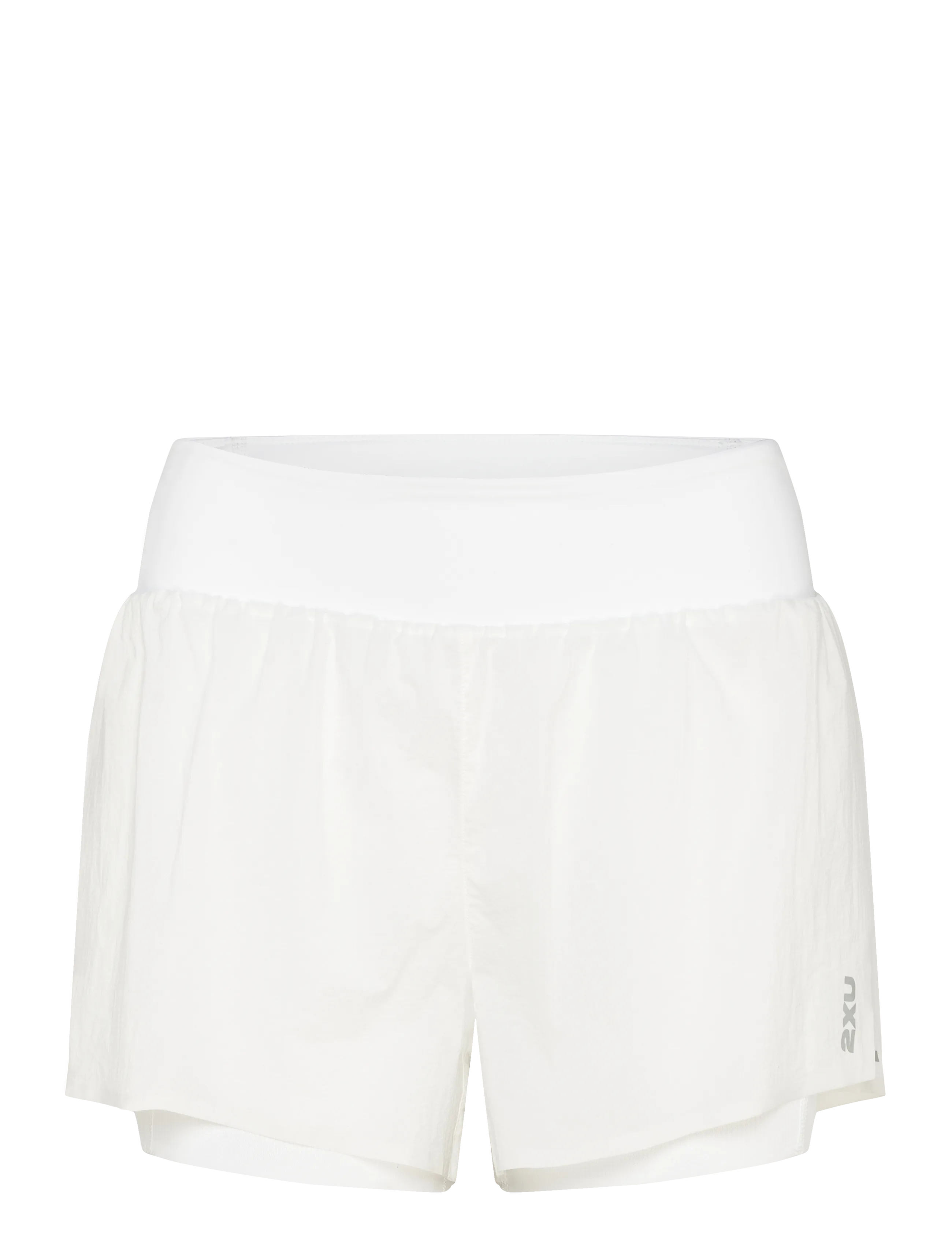 2XU Aero Hi-Rise 2-In-1 3 Inch Shorts, Kvinder, Højtaljede 2-i-1 Løbeshorts, Hvid, Str: L