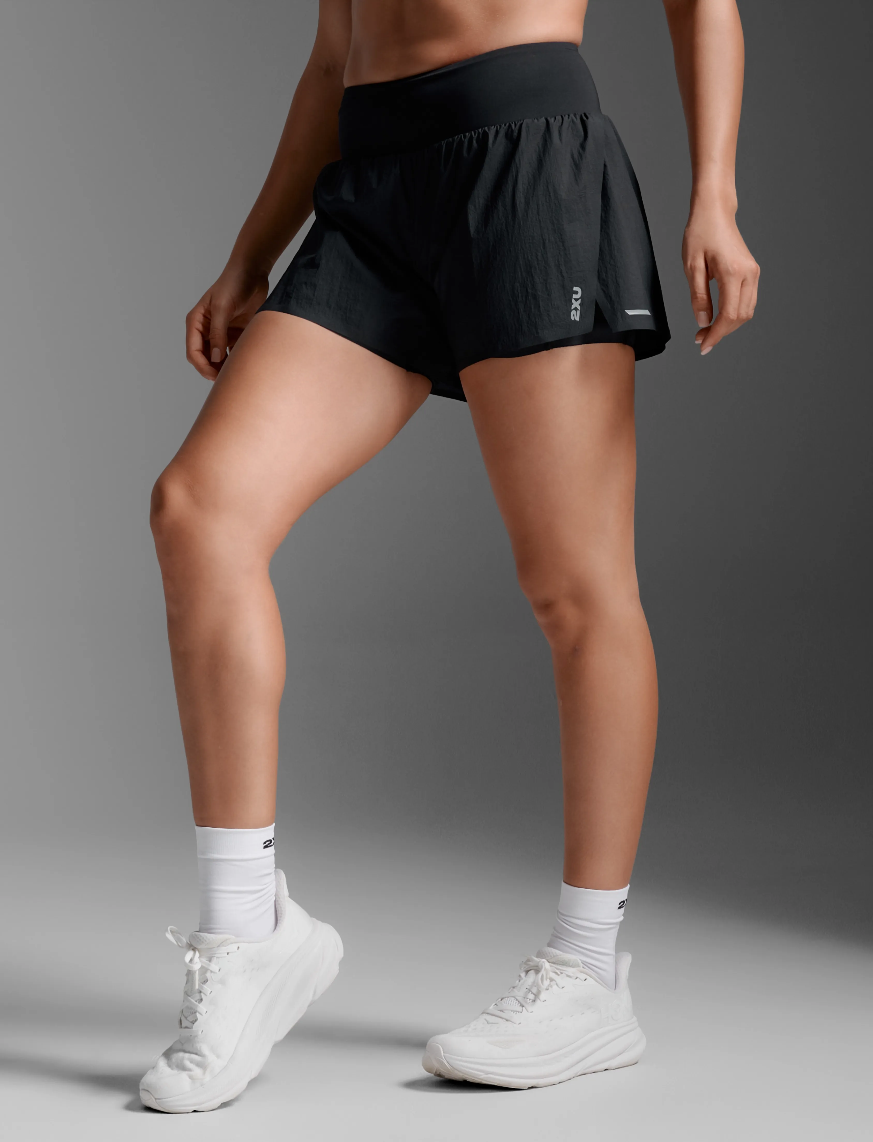 2XU Aero Hi-Rise 2-In-1 3 Inch Shorts, L, Black, Sport Shorts > Sport Training Shorts, Dame