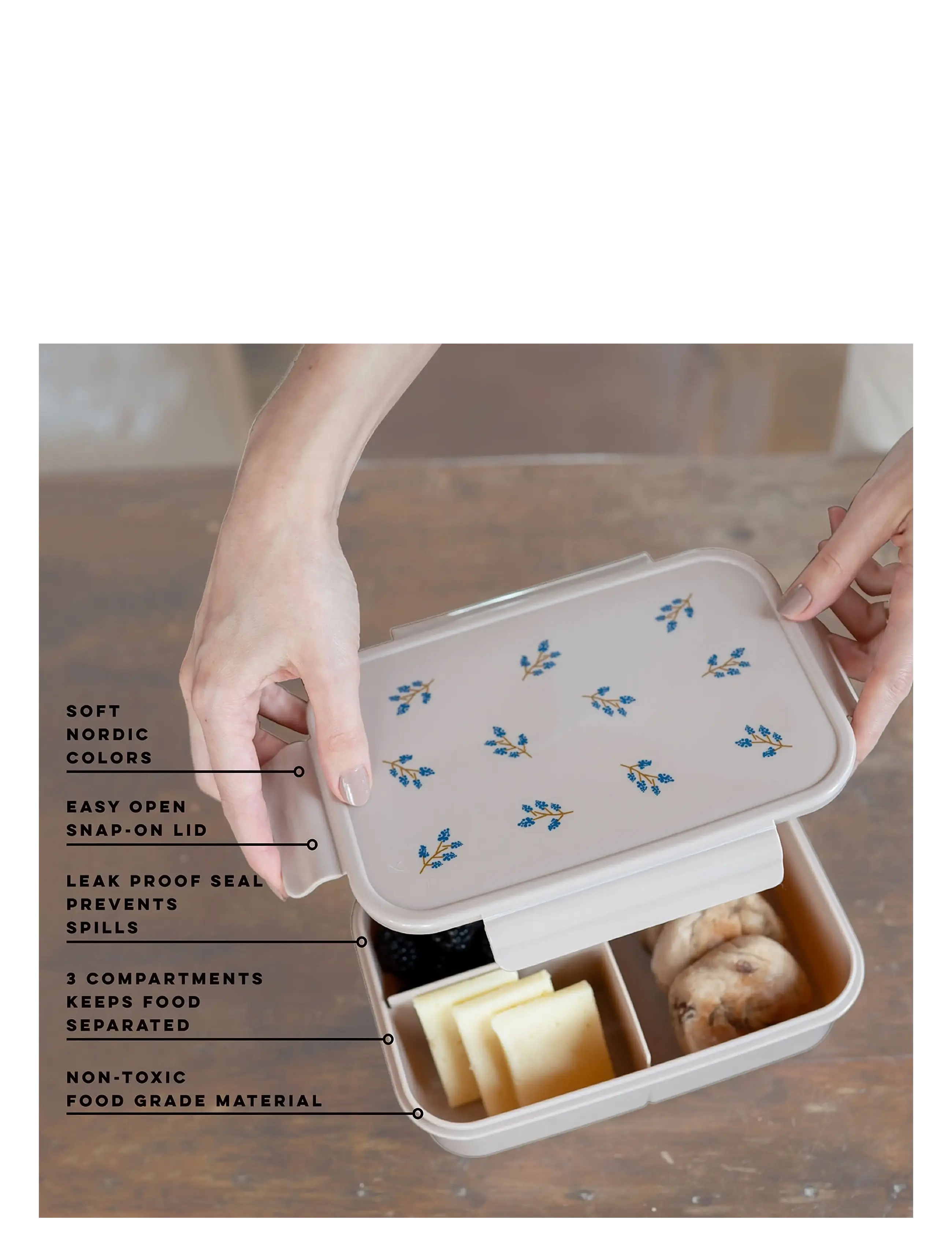 3 Sprouts - 3 Sprouts Lunchbox, Blueberry/Taupe - lõunasöögikarbid - blue - 3